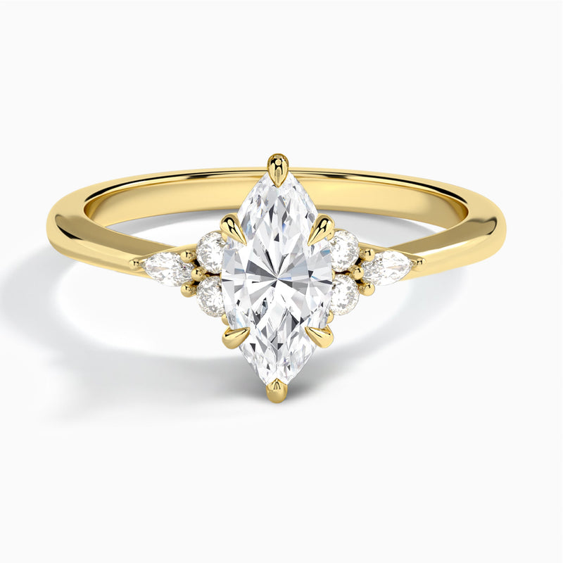 Marquise Marvella Lab Grown Diamond Engagement Ring In 14K Yellow Gold - Lucenjuri