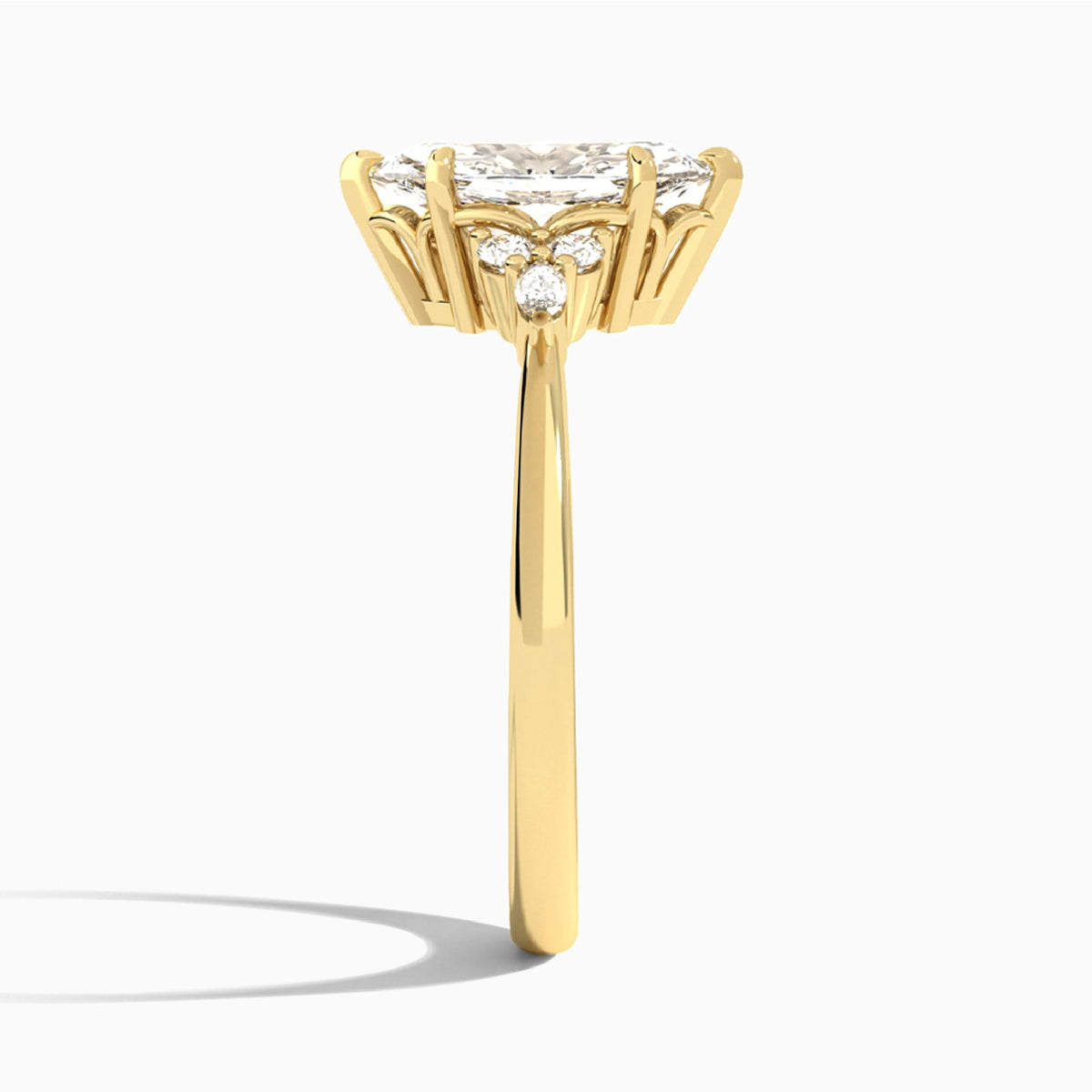 Marquise Marvella Lab Grown Diamond Engagement Ring In 14K Yellow Gold, Side View