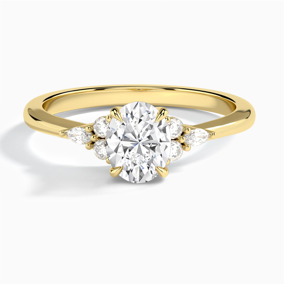 Oval Marvella Lab Grown Diamond Engagement Ring In 18K Yellow Gold - Lucenjuri