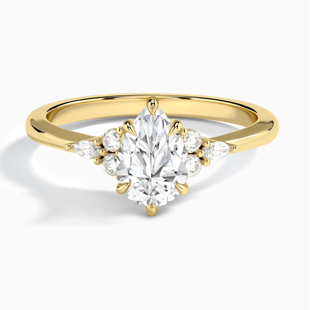 Pear Marvella Lab Grown Diamond Engagement Ring In 18K Yellow Gold - Lucenjuri