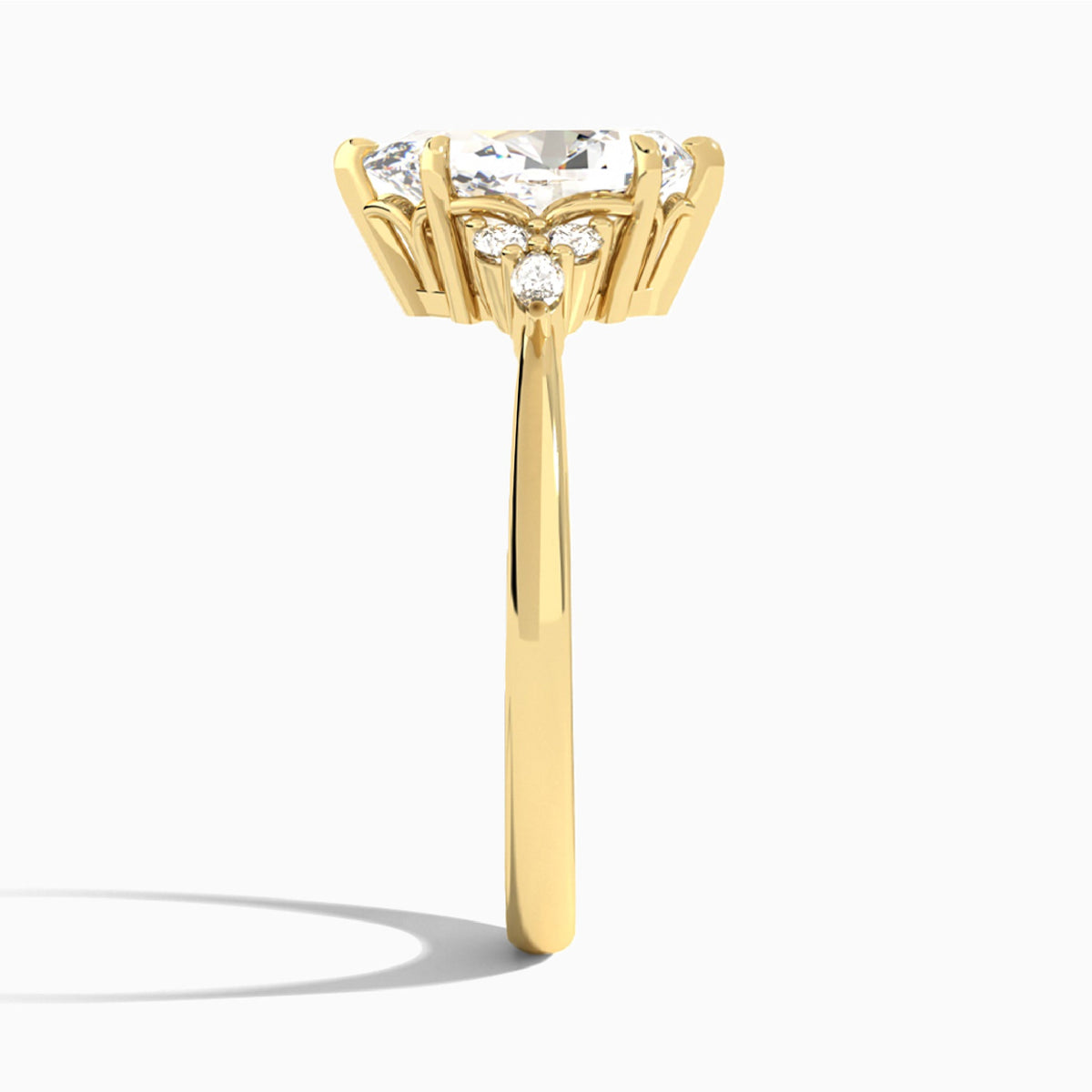Pear Marvella Lab Grown Diamond Engagement Ring In 18K Yellow Gold, Side View