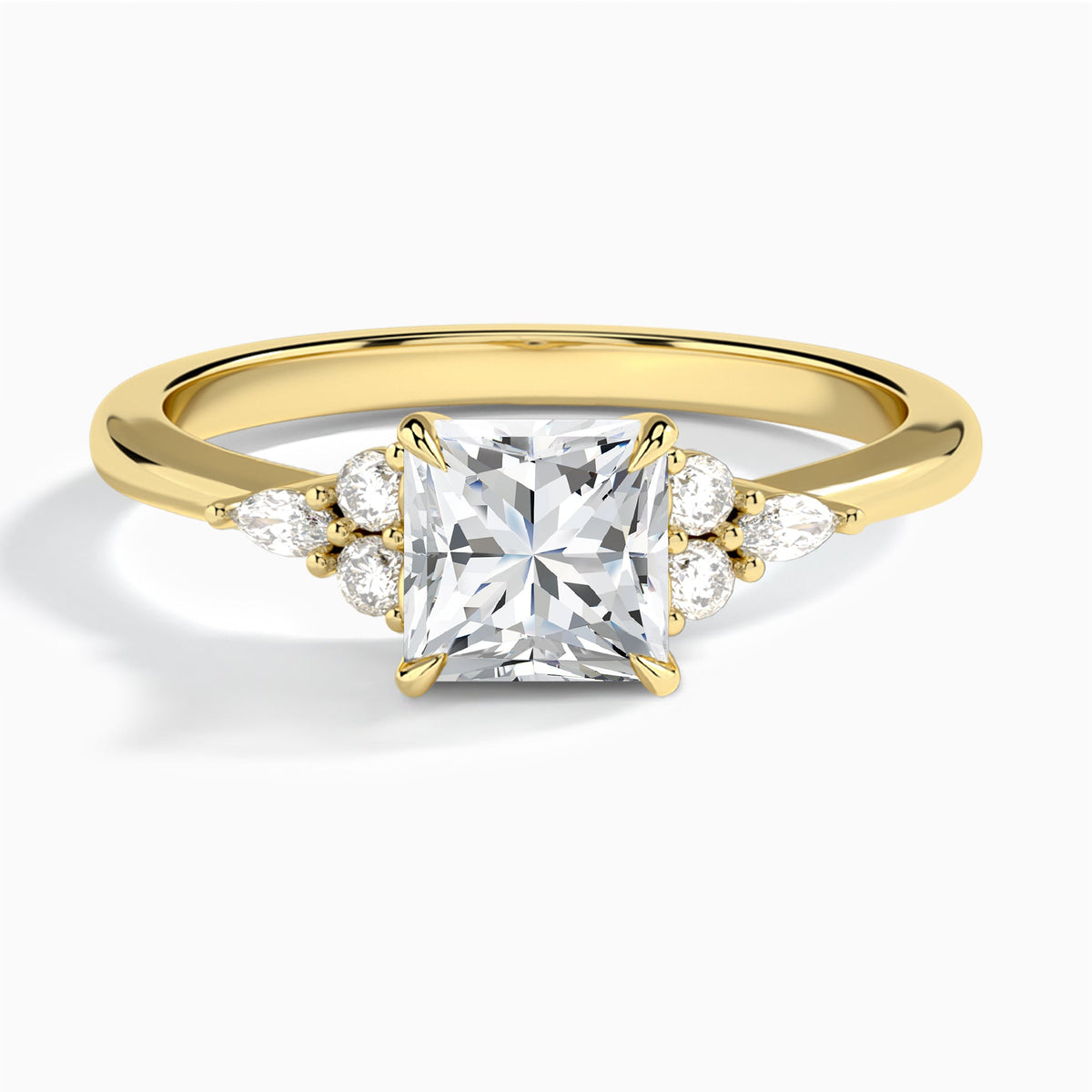 Princess Marvella Lab Grown Diamond Engagement Ring In 18K Yellow Gold - Lucenjuri