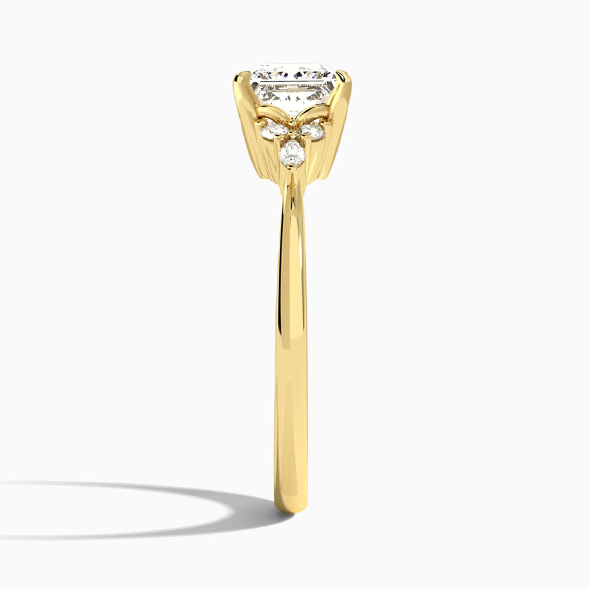 Princess Marvella Lab Grown Diamond Engagement Ring In 18K Yellow Gold, Side View