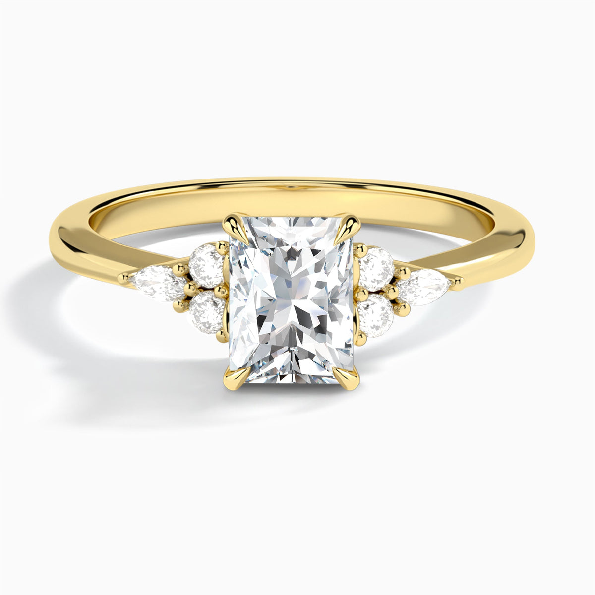 Radiant Marvella Lab Grown Diamond Engagement Ring In 18K Yellow Gold - Lucenjuri