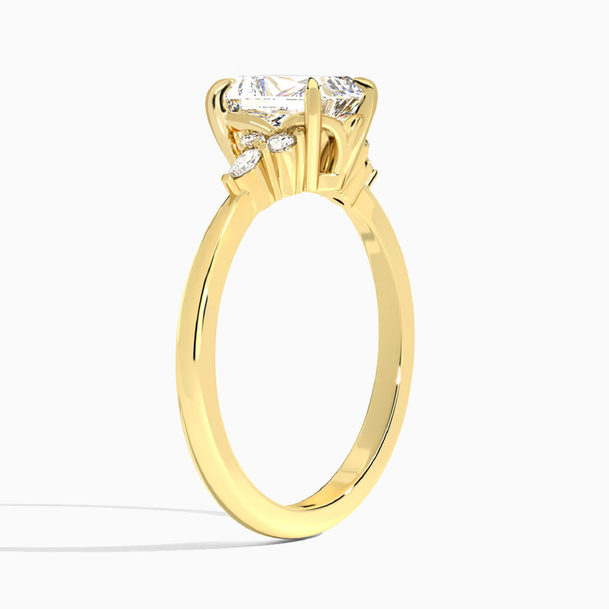 Radiant Marvella Lab Grown Diamond Engagement Ring In 14K Yellow Gold, Angle View