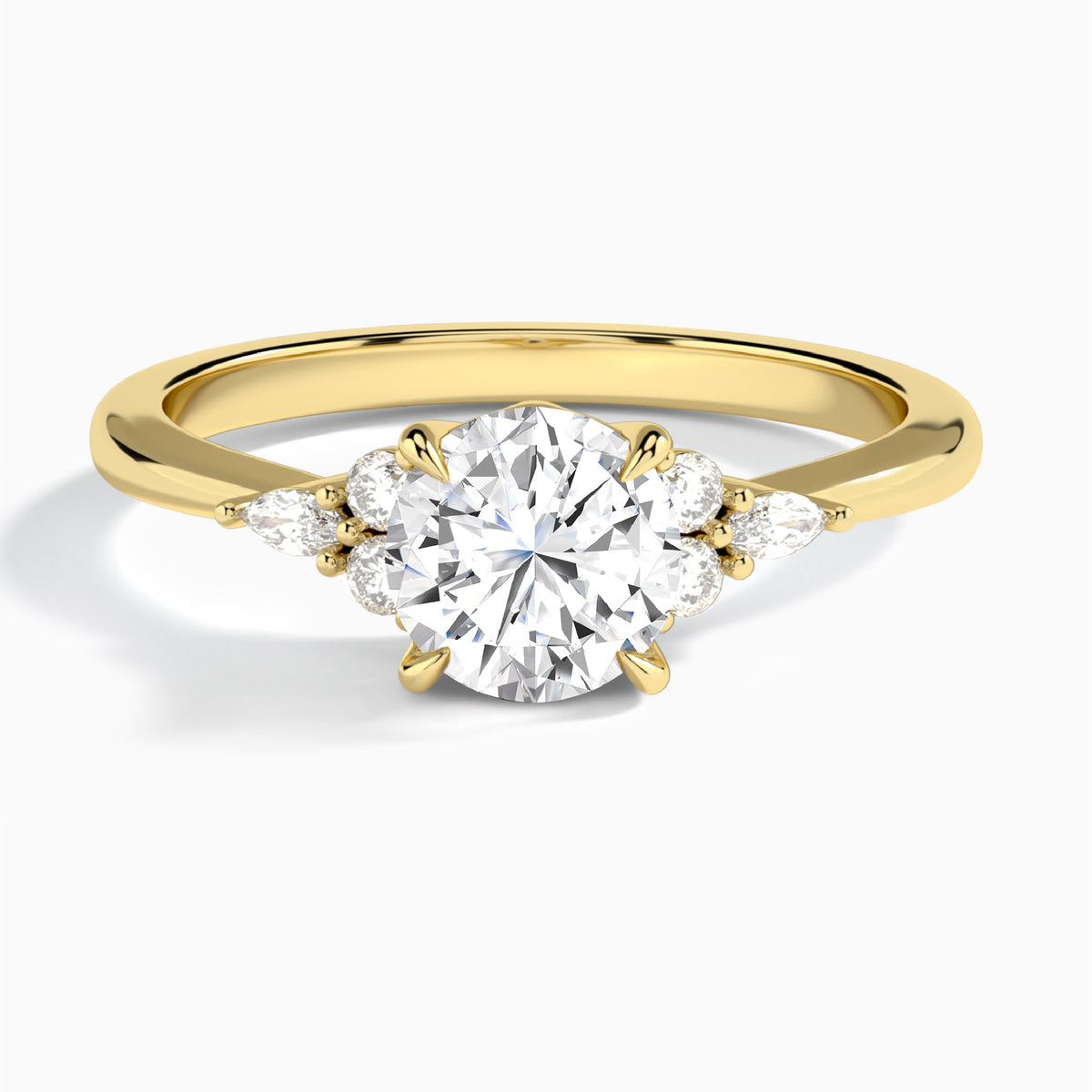 Round Marvella Lab Grown Diamond Engagement Ring In 14K Yellow Gold - Lucenjuri