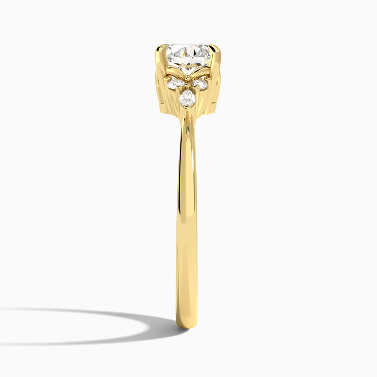Round Marvella Lab Grown Diamond Engagement Ring In 14K Yellow Gold, Side View