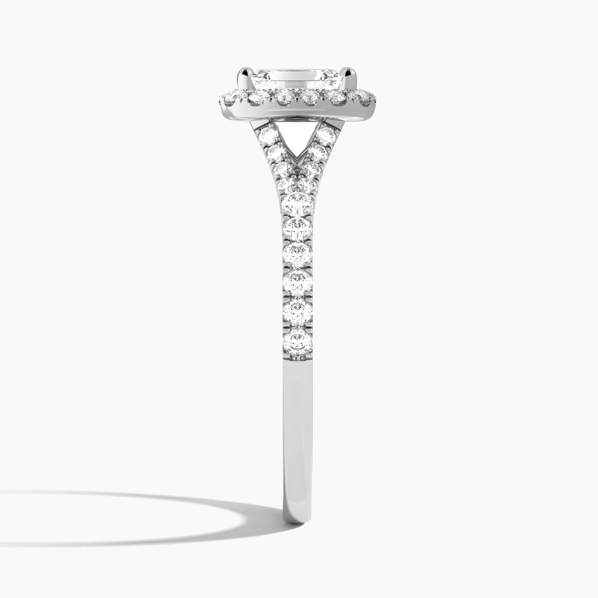 Emerald Bliss Halo Lab Grown Diamond Engagement Ring In Platinum, Side View