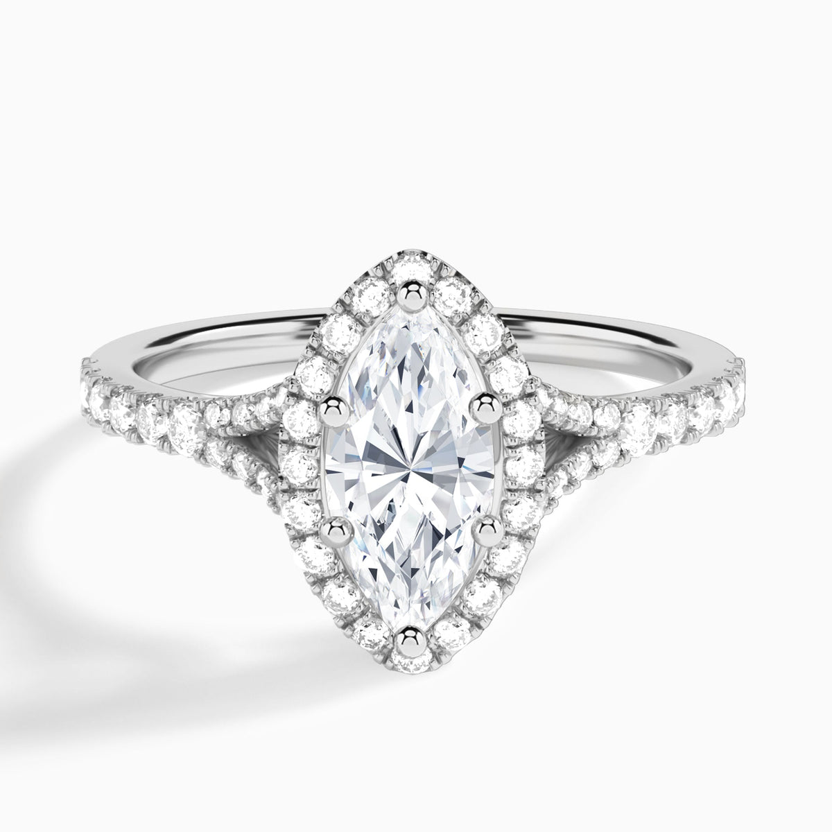 Marquise Bliss Halo Lab Grown Diamond Engagement Ring In Platinum - Lucenjuri