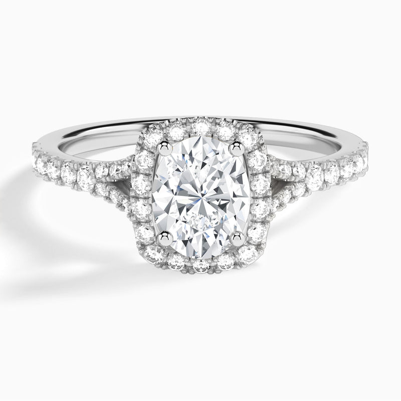 Oval Bliss Halo Lab Grown Diamond Engagement Ring In Platinum - Lucenjuri