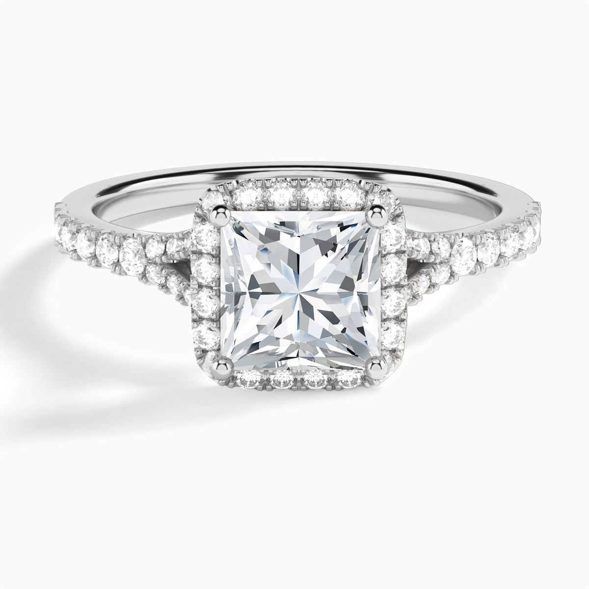 Princess Bliss Halo Lab Grown Diamond Engagement Ring In Platinum - Lucenjuri