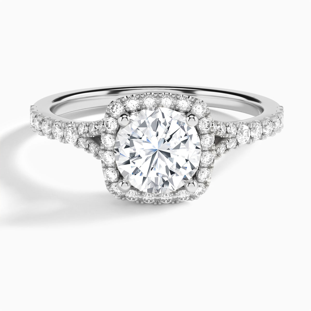 Round Bliss Halo Lab Grown Diamond Engagement Ring In Platinum - Lucenjuri