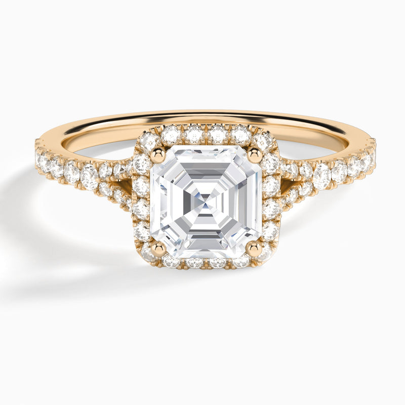 Asscher Bliss Halo Lab Grown Diamond Engagement Ring In 14K Rose Gold - Lucenjuri