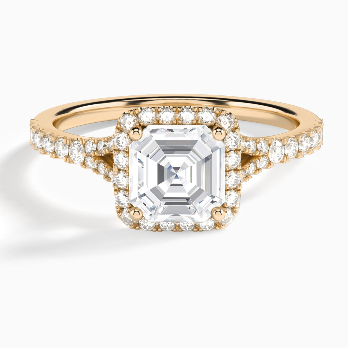 Asscher Bliss Halo Lab Grown Diamond Engagement Ring In 14K Rose Gold - Lucenjuri