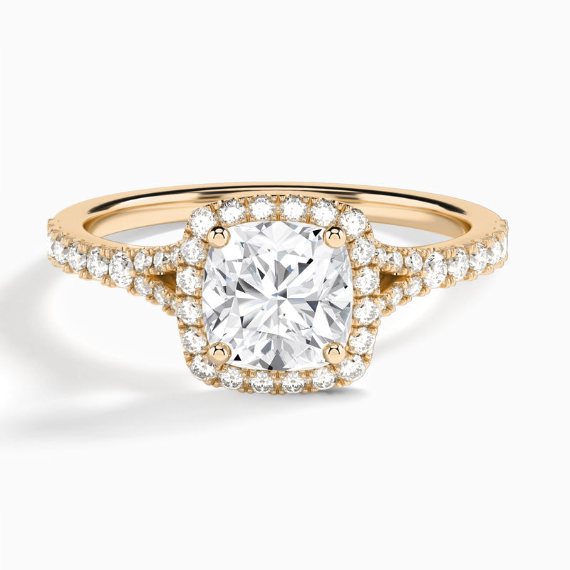 Cushion Bliss Halo Lab Grown Diamond Engagement Ring In 14K Rose Gold - Lucenjuri