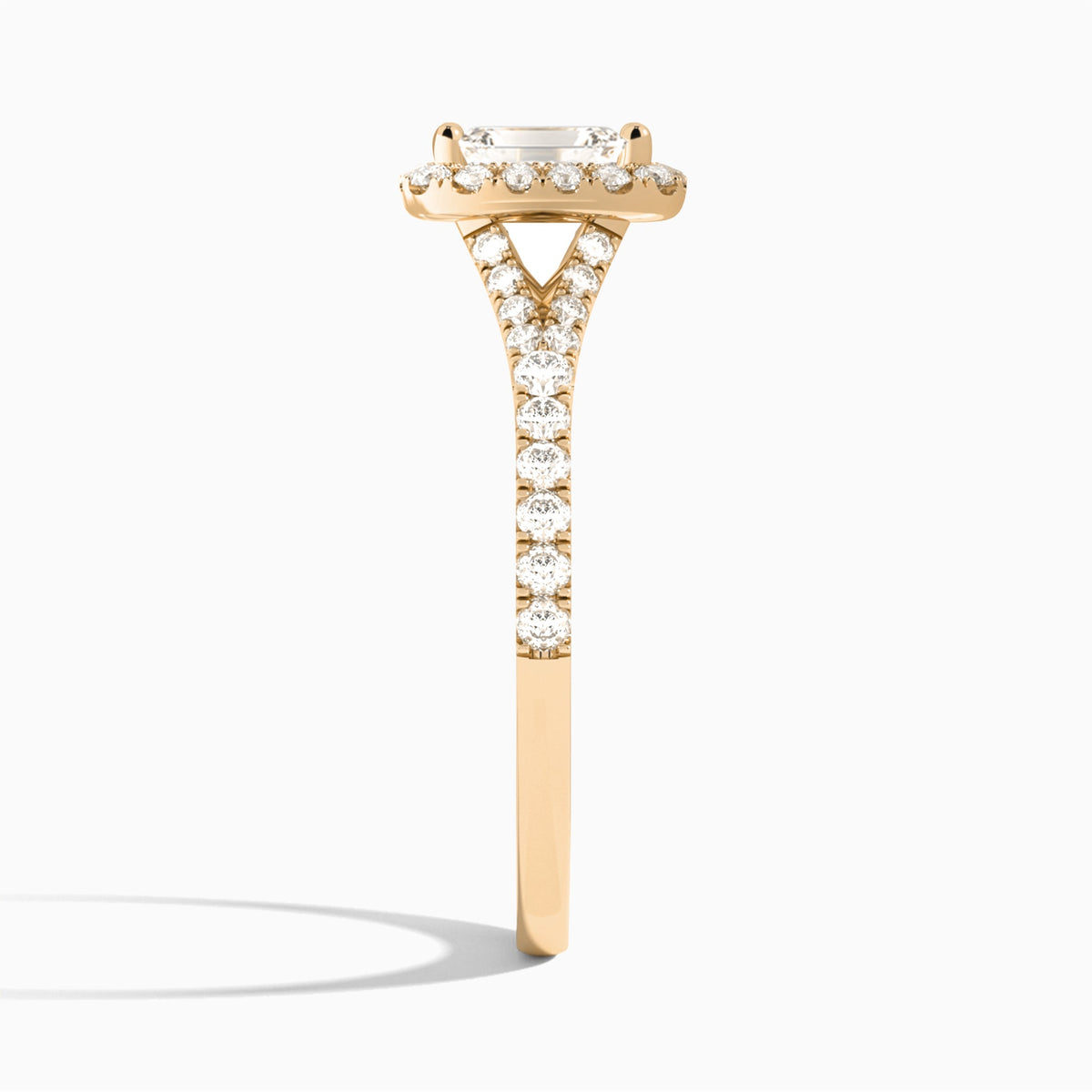 Emerald Bliss Halo Lab Grown Diamond Engagement Ring In 14K Rose Gold, Side View