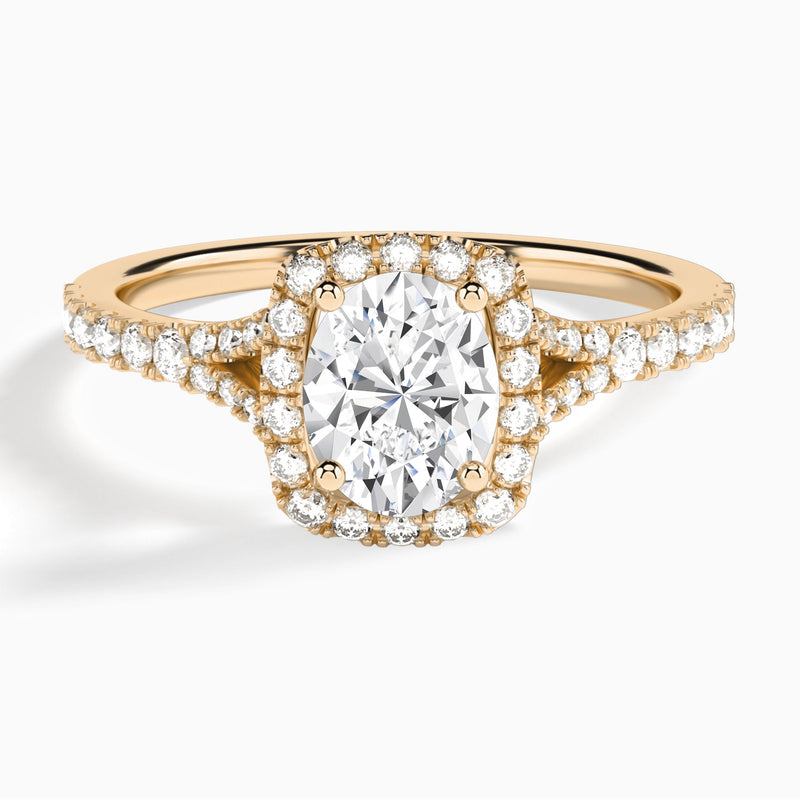 Oval Bliss Halo Lab Grown Diamond Engagement Ring In 14K Rose Gold - Lucenjuri