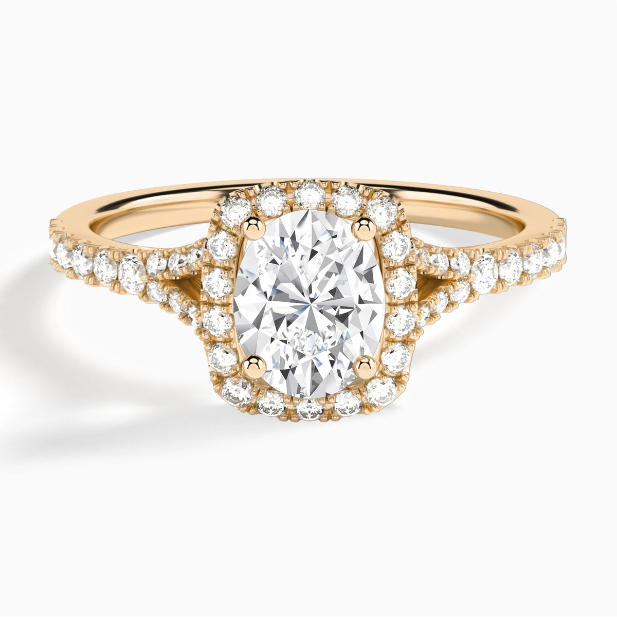 Oval Bliss Halo Lab Grown Diamond Engagement Ring In 14K Rose Gold - Lucenjuri