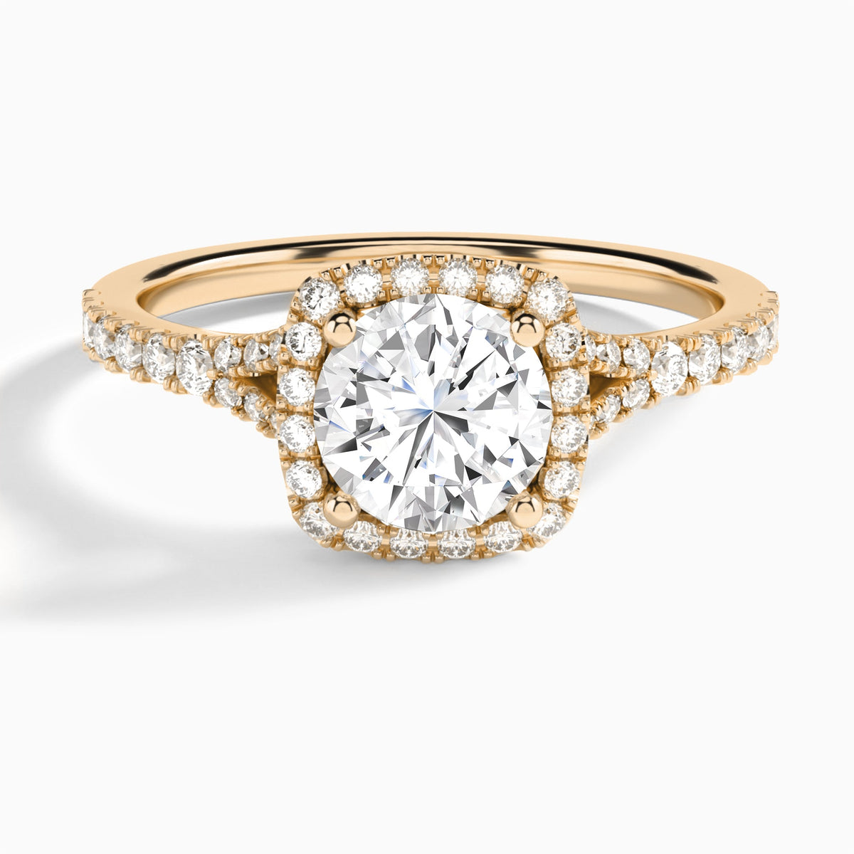 Round Bliss Halo Lab Grown Diamond Engagement Ring In 14K Rose Gold - Lucenjuri