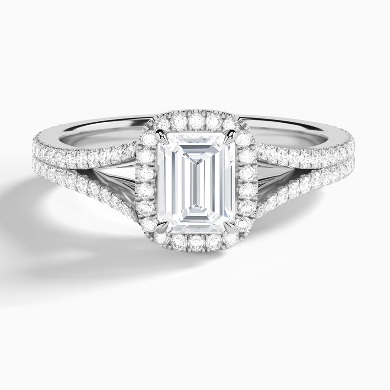 Emerald Minerva Halo Lab Grown Diamond Engagement Ring In Platinum - Lucenjuri
