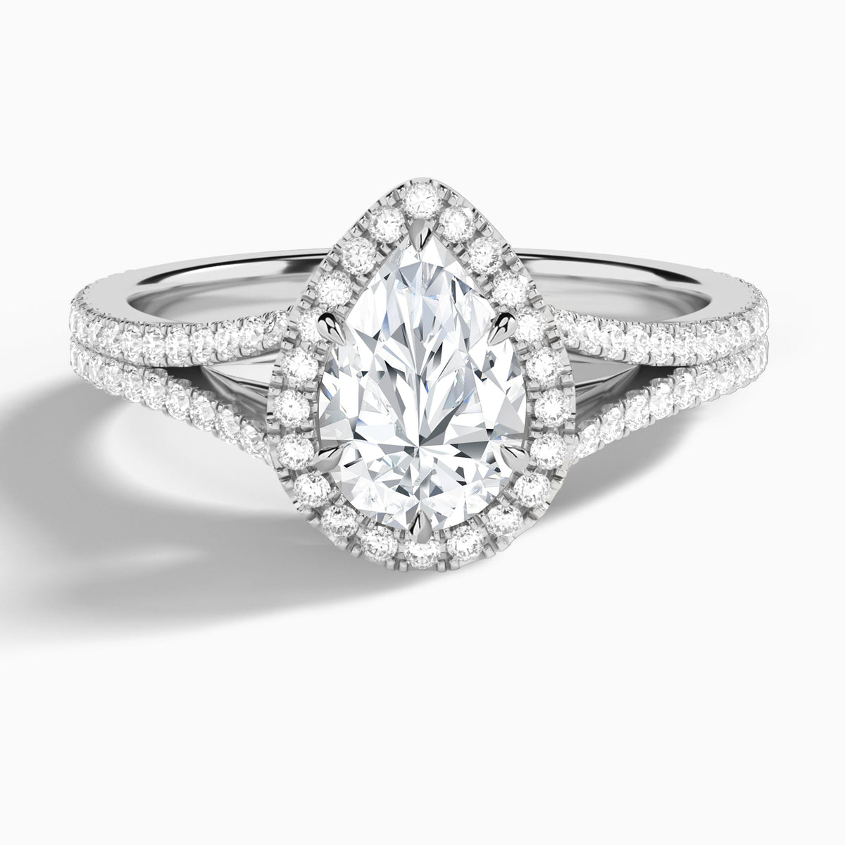 Pear Minerva Halo Lab Grown Diamond Engagement Ring In Platinum - Lucenjuri