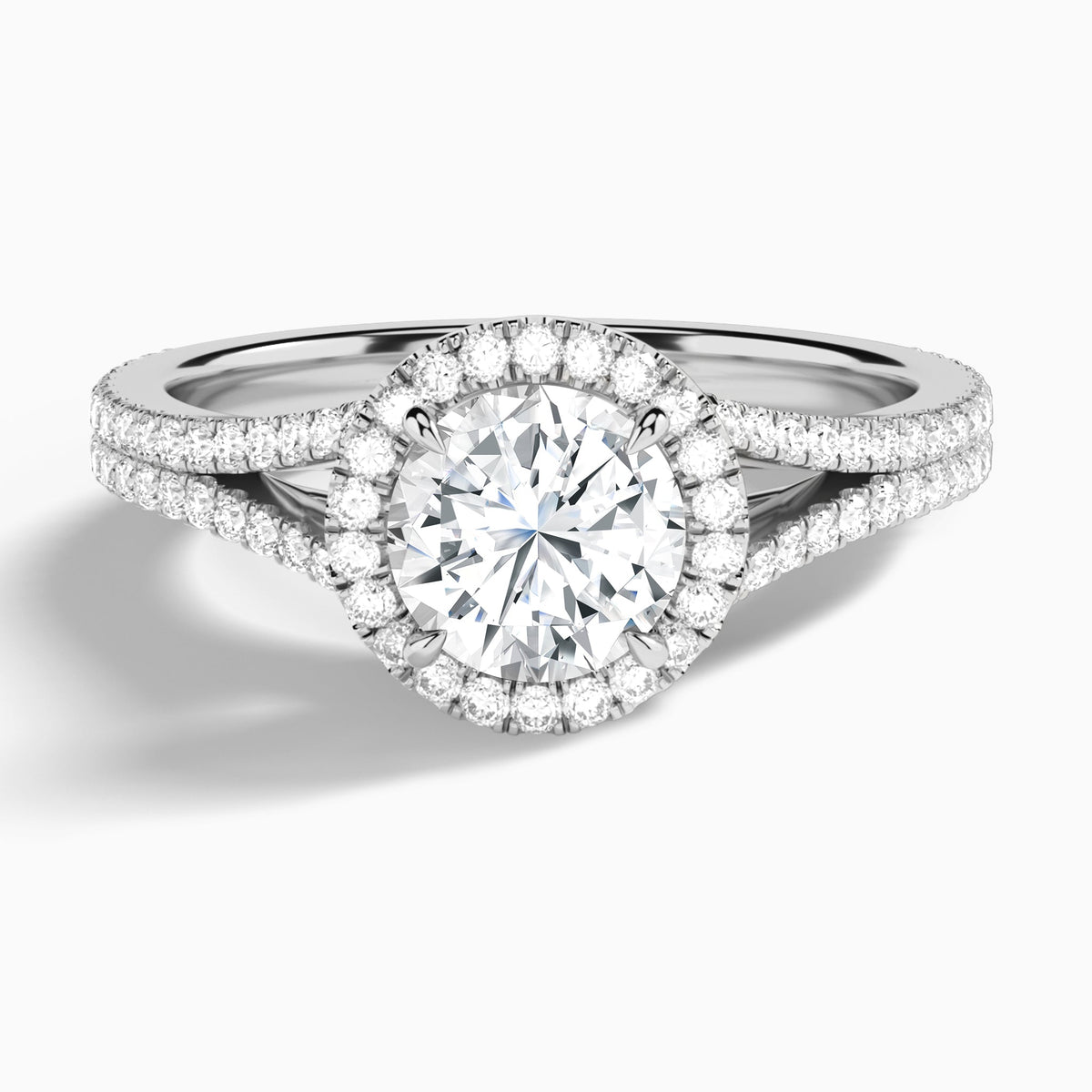 Round Minerva Halo Lab Grown Diamond Engagement Ring In Platinum - Lucenjuri