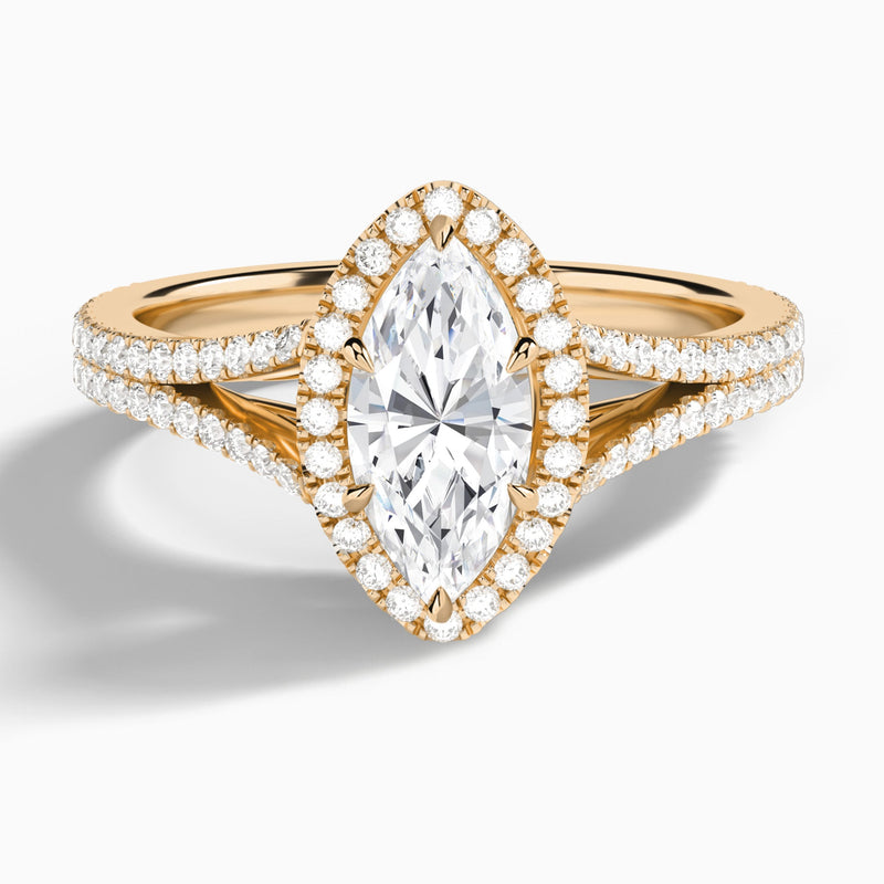 Marquise Minerva Halo Lab Grown Diamond Engagement Ring In 14K Rose Gold - Lucenjuri