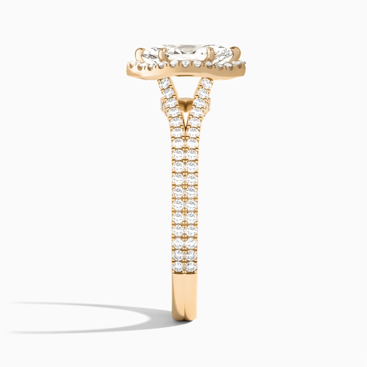 Marquise Minerva Halo Lab Grown Diamond Engagement Ring In 14K Rose Gold, Side View