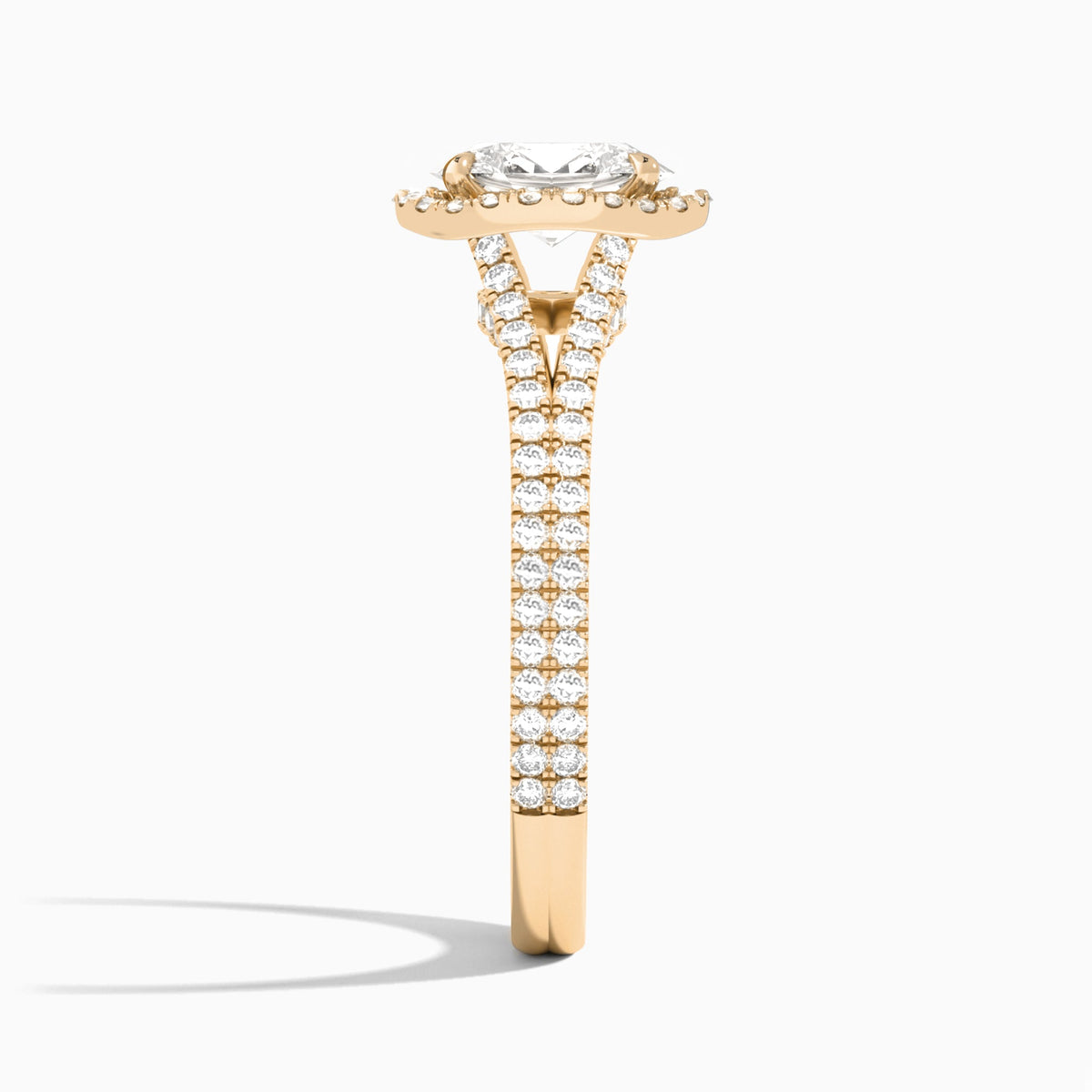 Oval Minerva Halo Lab Grown Diamond Engagement Ring In 14K Rose Gold, Side View
