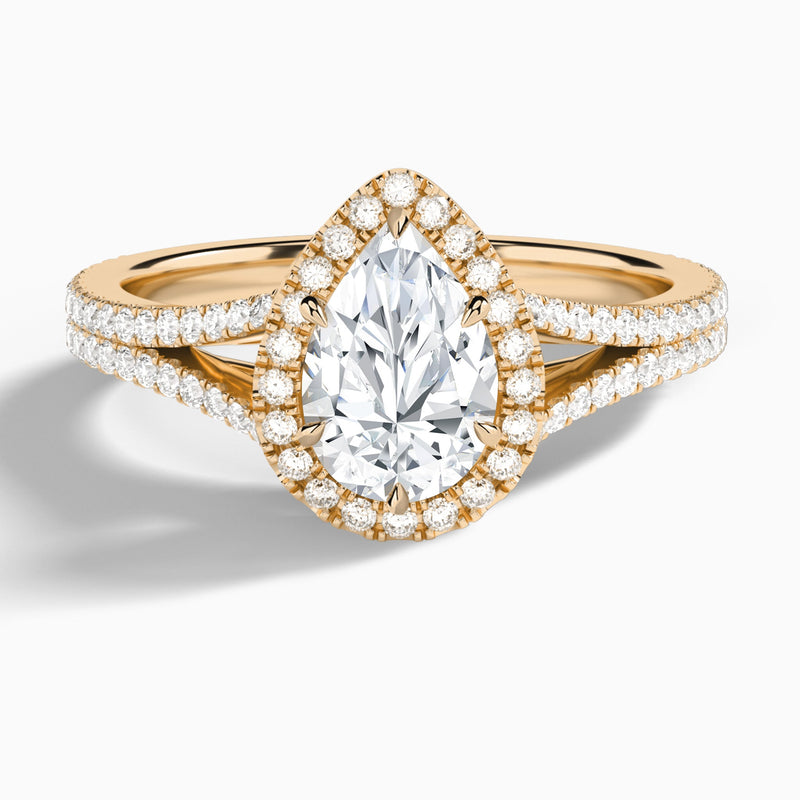 Pear Minerva Halo Lab Grown Diamond Engagement Ring In 14K Rose Gold - Lucenjuri