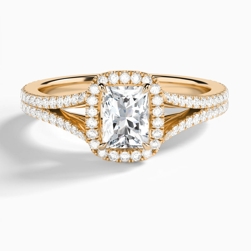 Radiant Minerva Halo Lab Grown Diamond Engagement Ring In 14K Rose Gold - Lucenjuri