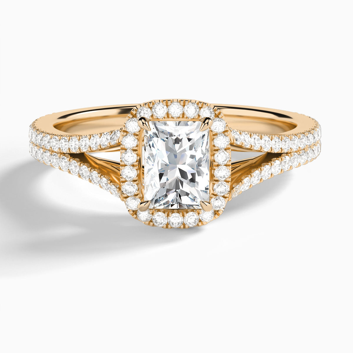 Radiant Minerva Halo Lab Grown Diamond Engagement Ring In 14K Rose Gold - Lucenjuri