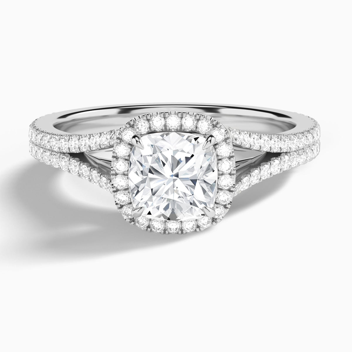Cushion Minerva Halo Lab Grown Diamond Engagement Ring In 14K White Gold - Lucenjuri