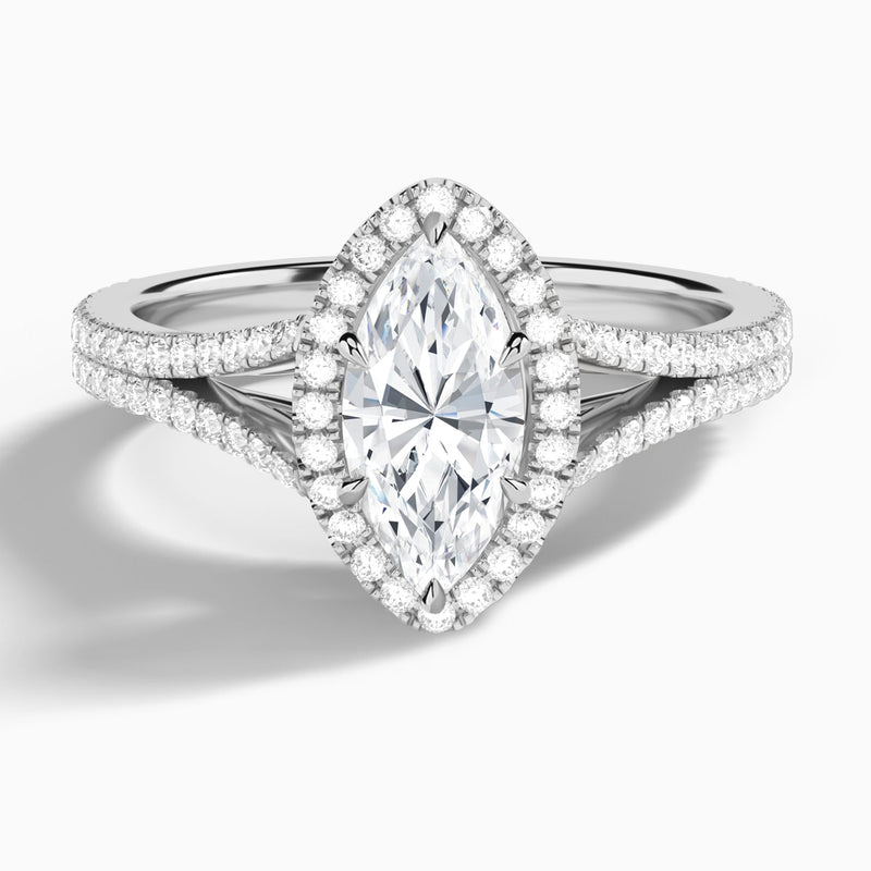 Marquise Minerva Halo Lab Grown Diamond Engagement Ring In 18K White Gold - Lucenjuri