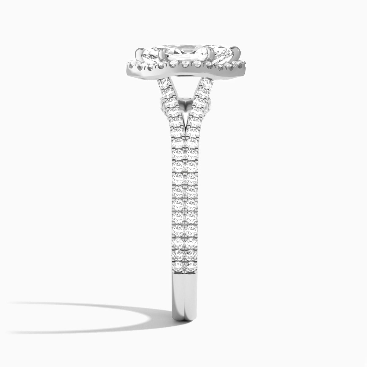 Marquise Minerva Halo Lab Grown Diamond Engagement Ring In 18K White Gold, Side View