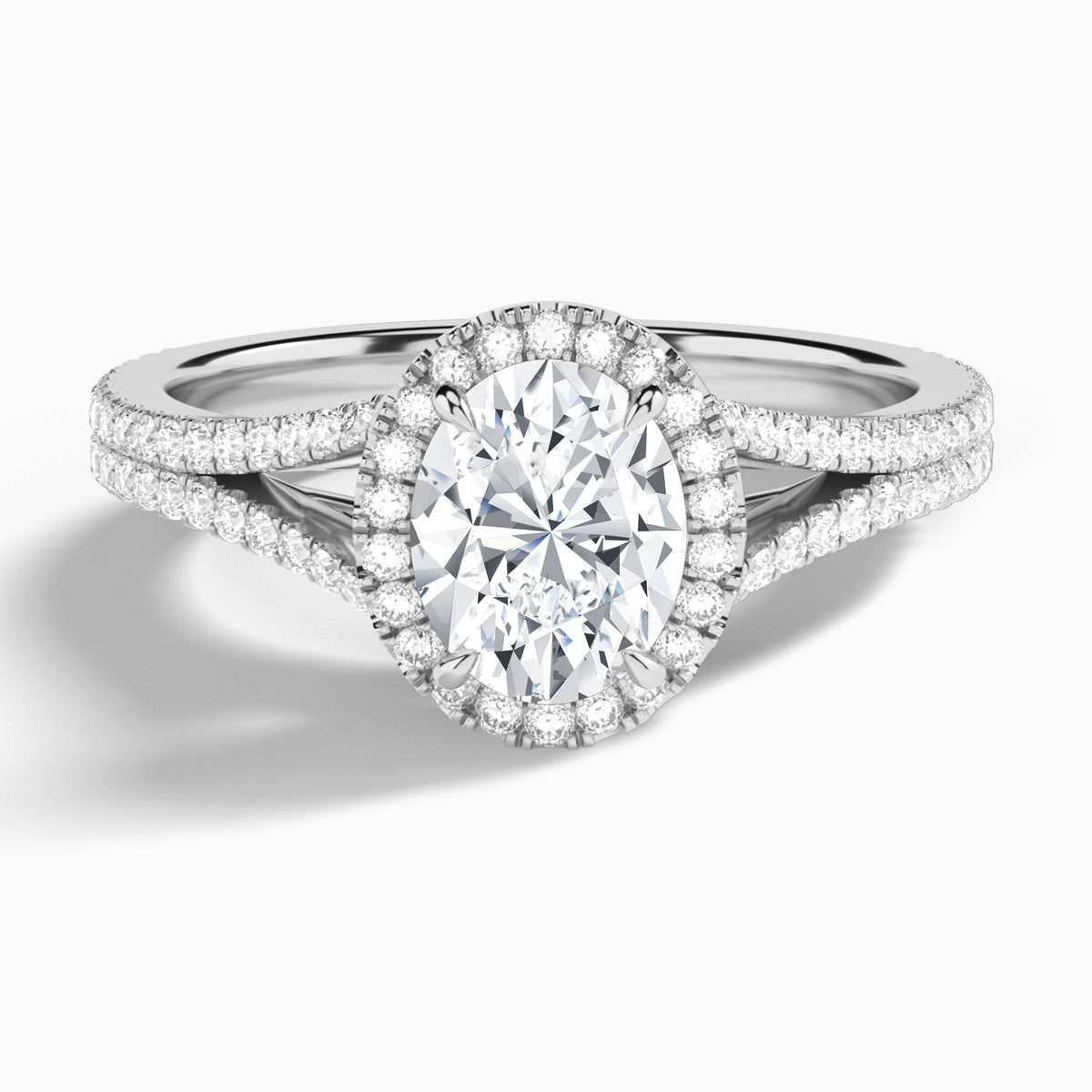 Oval Minerva Halo Lab Grown Diamond Engagement Ring In 18K White Gold - Lucenjuri