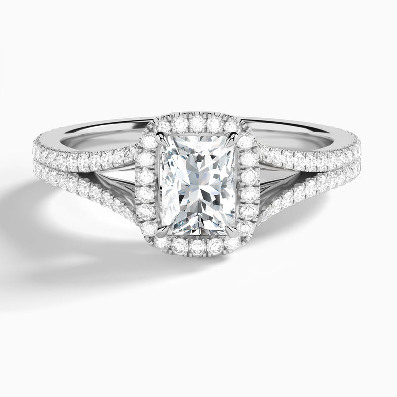 Radiant Minerva Halo Lab Grown Diamond Engagement Ring In 18K White Gold - Lucenjuri
