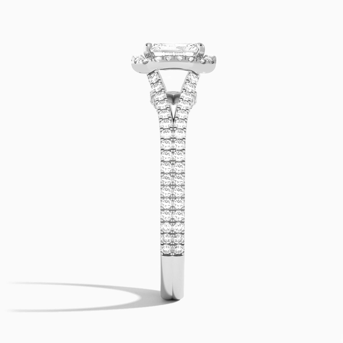 Radiant Minerva Halo Lab Grown Diamond Engagement Ring In 14K White Gold, Side View