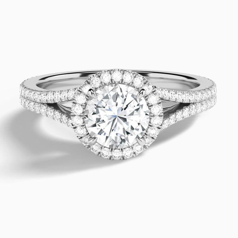 Round Minerva Halo Lab Grown Diamond Engagement Ring In 14K White Gold - Lucenjuri