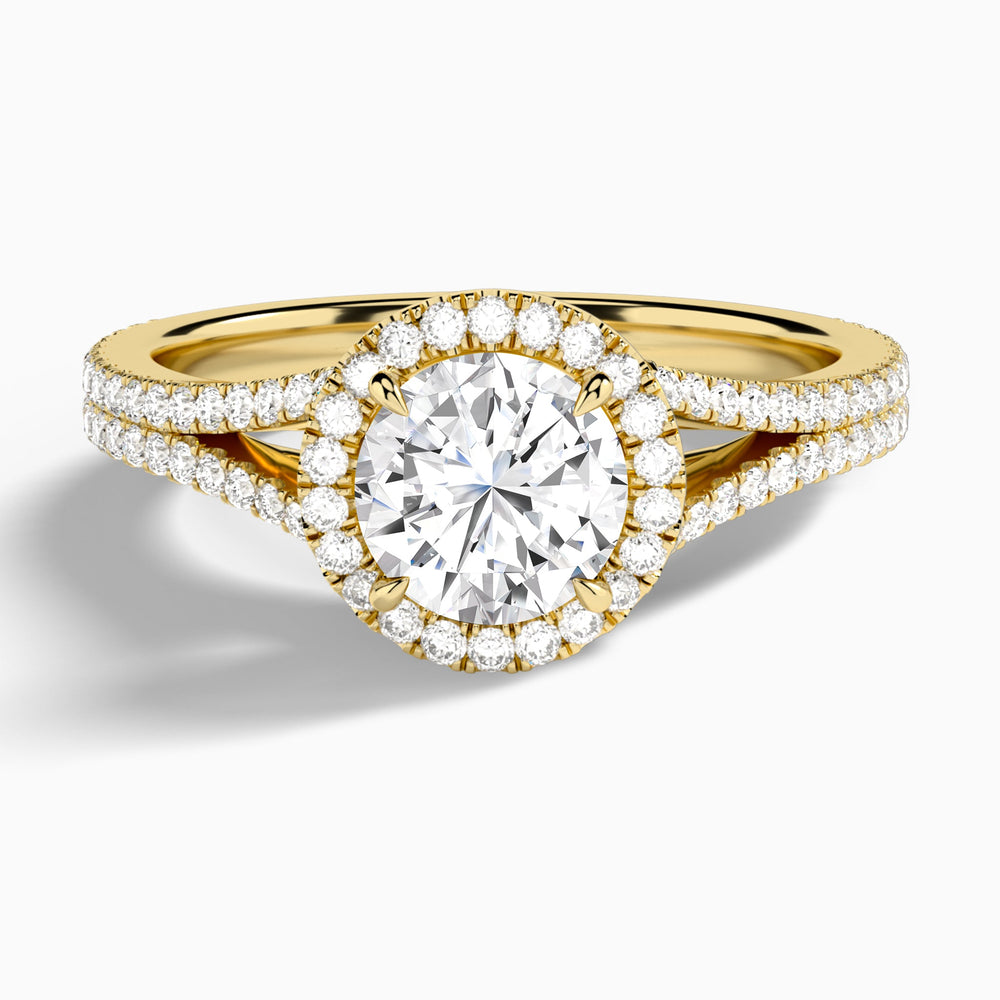 Round Minerva Halo Lab Grown Diamond Engagement Ring In 14K Yellow Gold - Lucenjuri