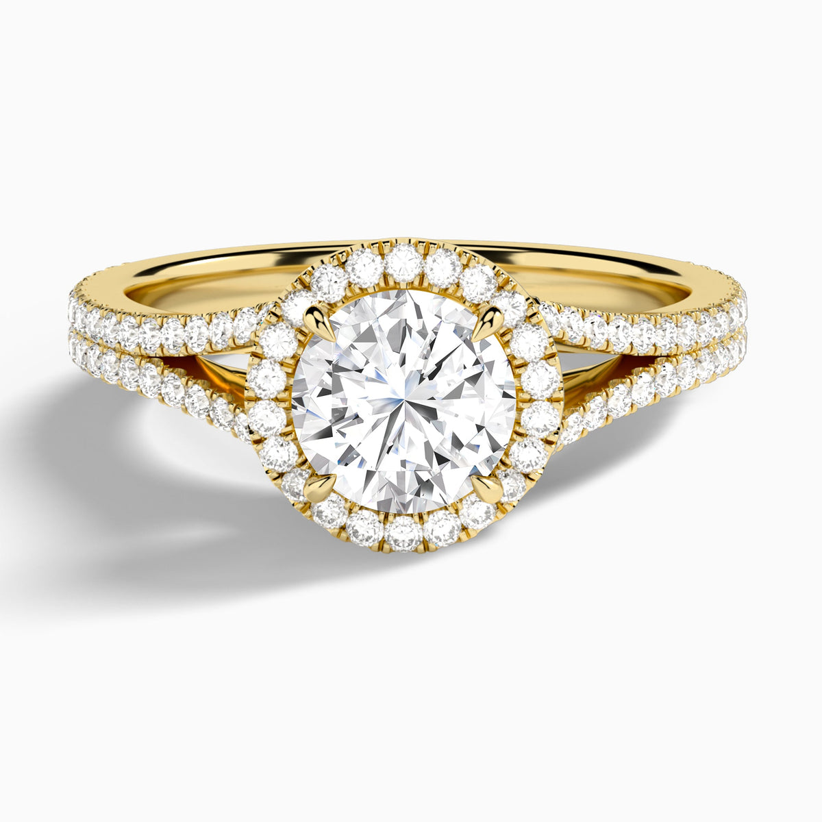 Round Minerva Halo Lab Grown Diamond Engagement Ring In 18K Yellow Gold - Lucenjuri