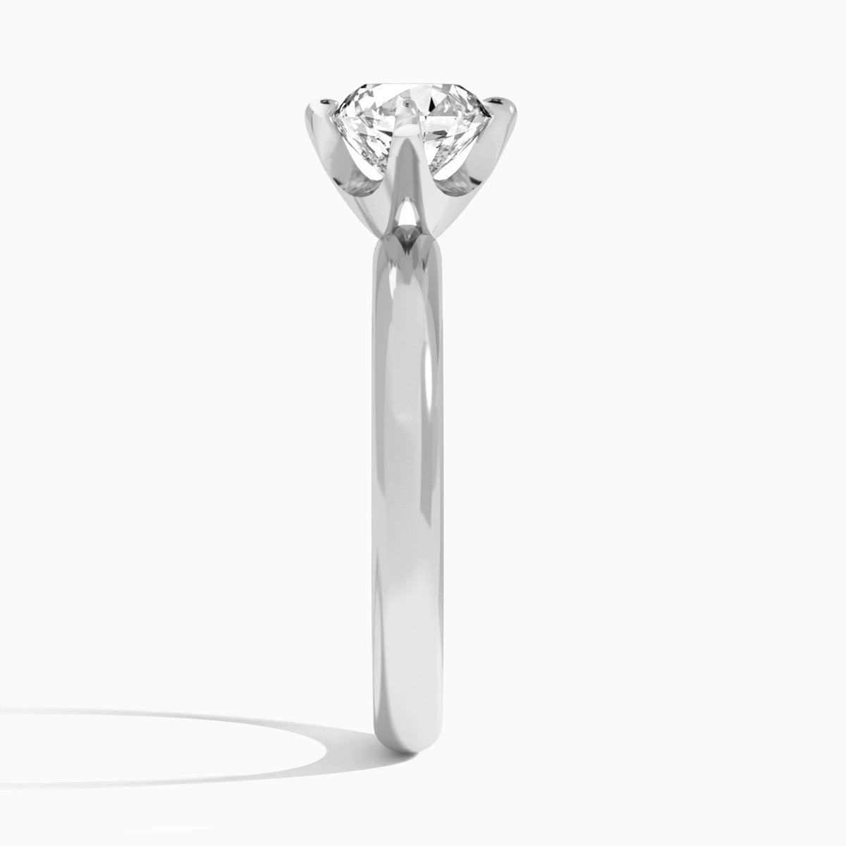 Round Solitaire Lab Grown Diamond Engagement Ring In Platinum, Side View