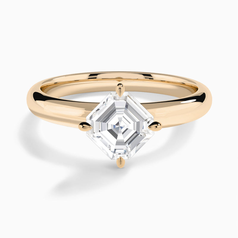 Asscher Solitaire Lab Grown Diamond Engagement Ring In 14K Rose Gold - Lucenjuri