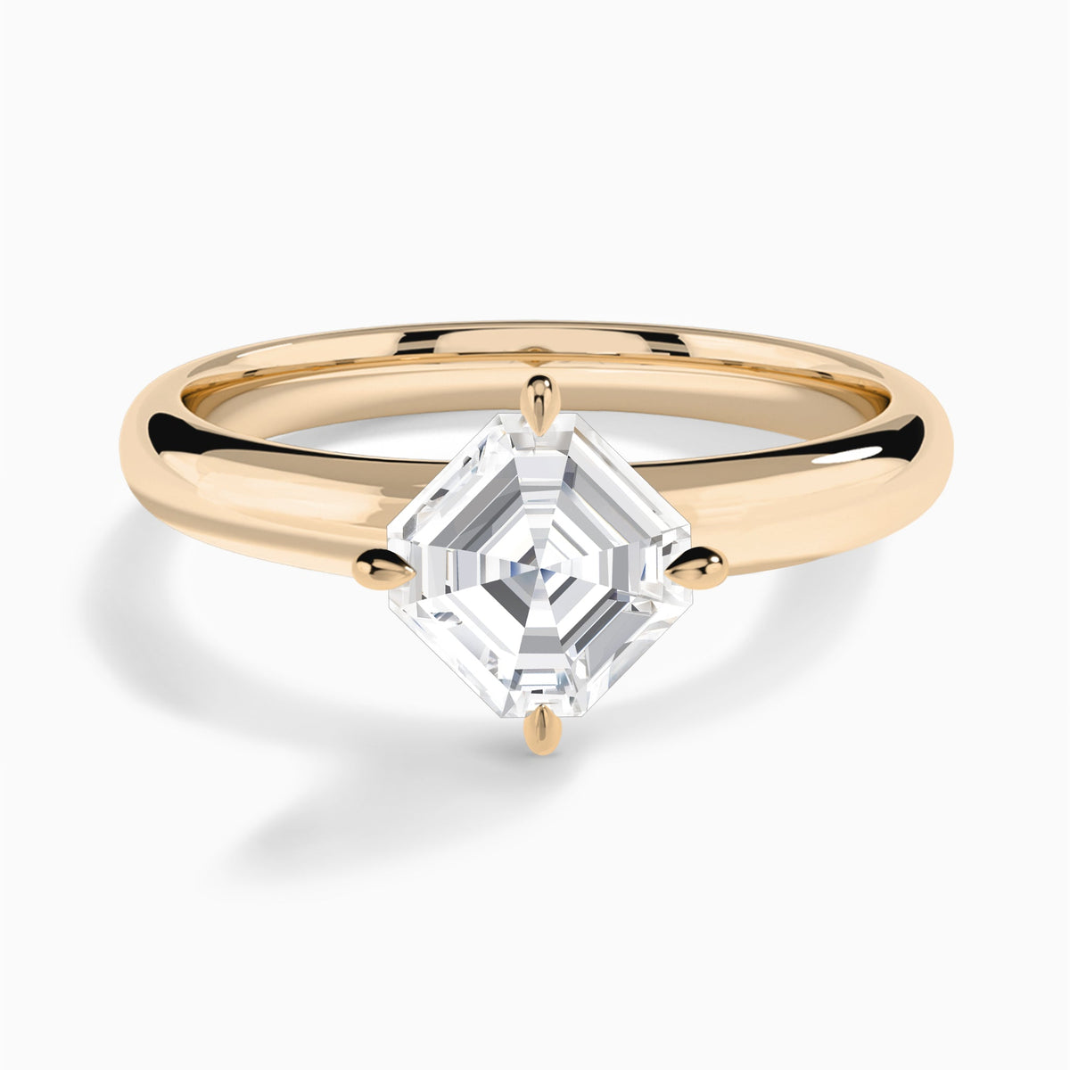 Asscher Solitaire Lab Grown Diamond Engagement Ring In 14K Rose Gold - Lucenjuri