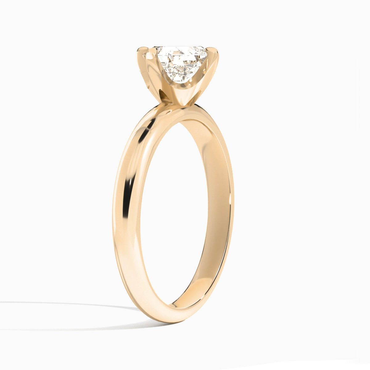 Asscher Solitaire Lab Grown Diamond Engagement Ring In 14K Rose Gold, Angle View