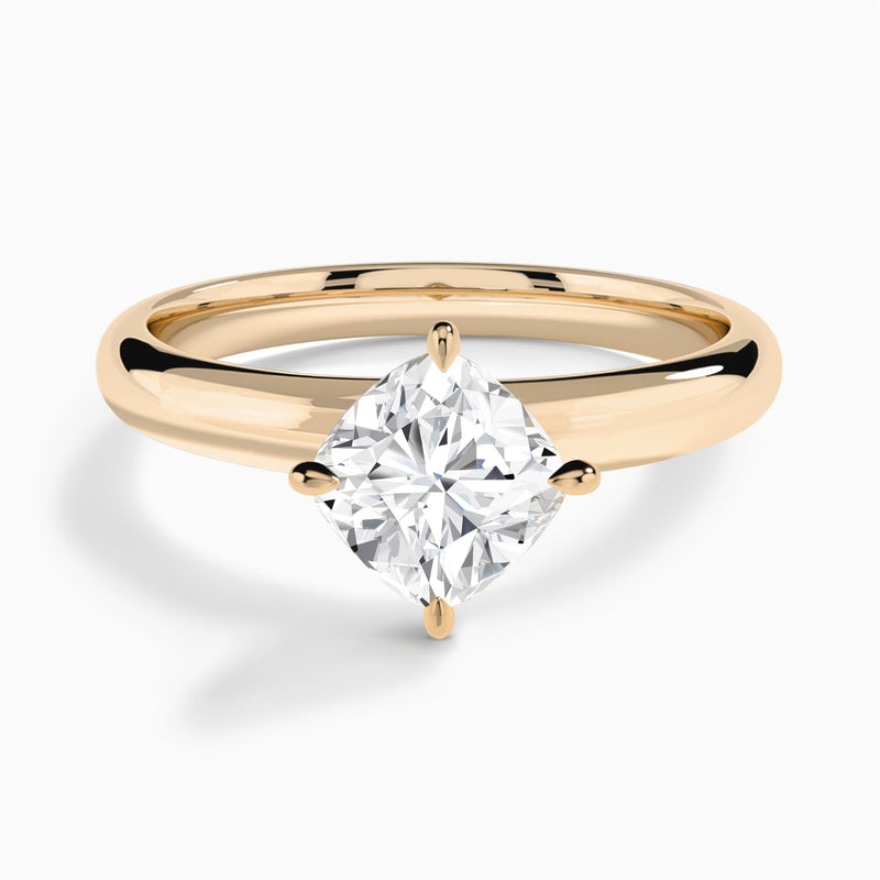 Cushion Solitaire Lab Grown Diamond Engagement Ring In 14K Rose Gold - Lucenjuri