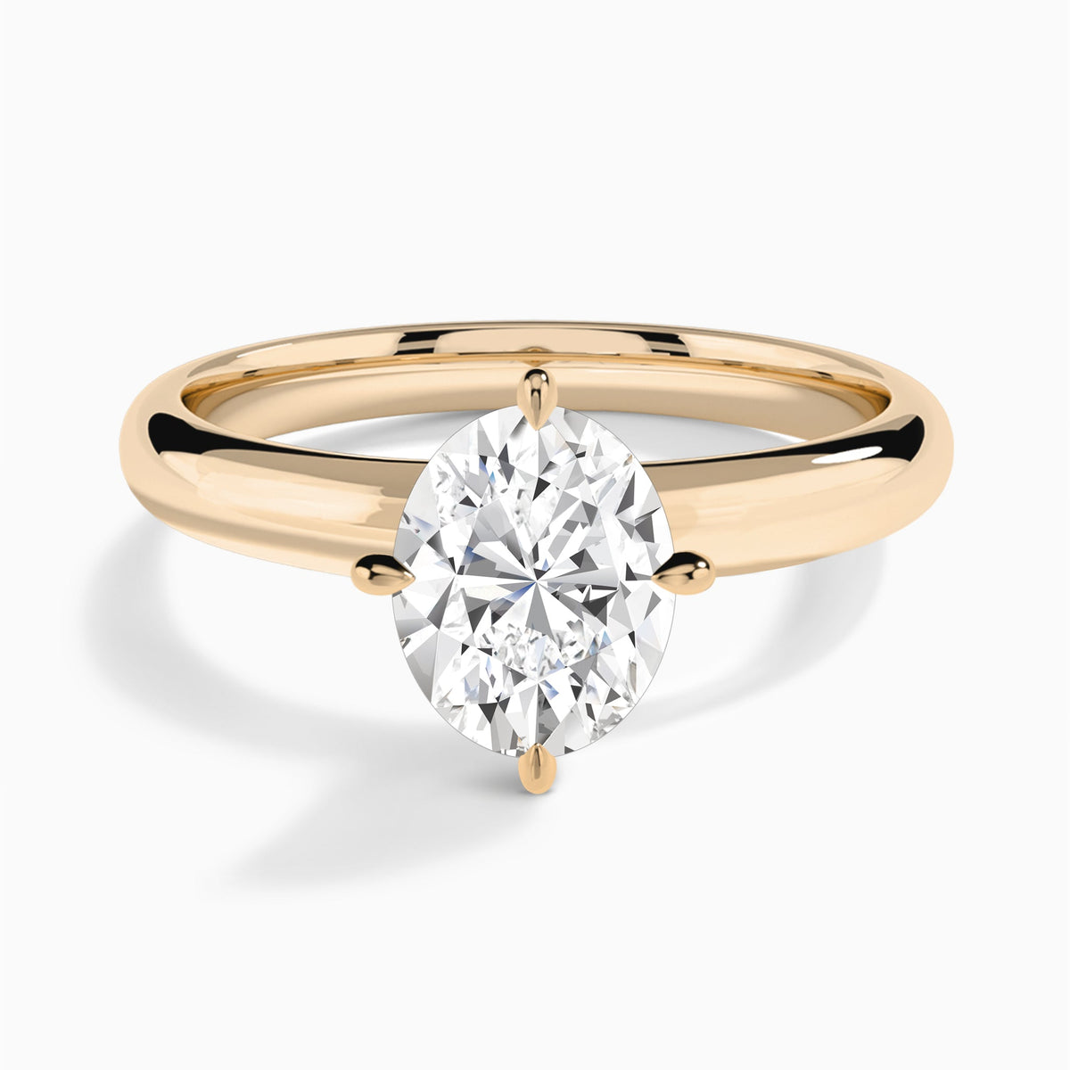 Oval Solitaire Lab Grown Diamond Engagement Ring In 14K Rose Gold - Lucenjuri