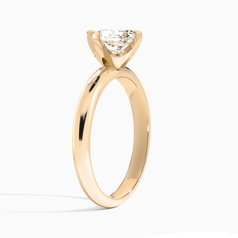 Oval Solitaire Lab Grown Diamond Engagement Ring In 14K Rose Gold, Angle View