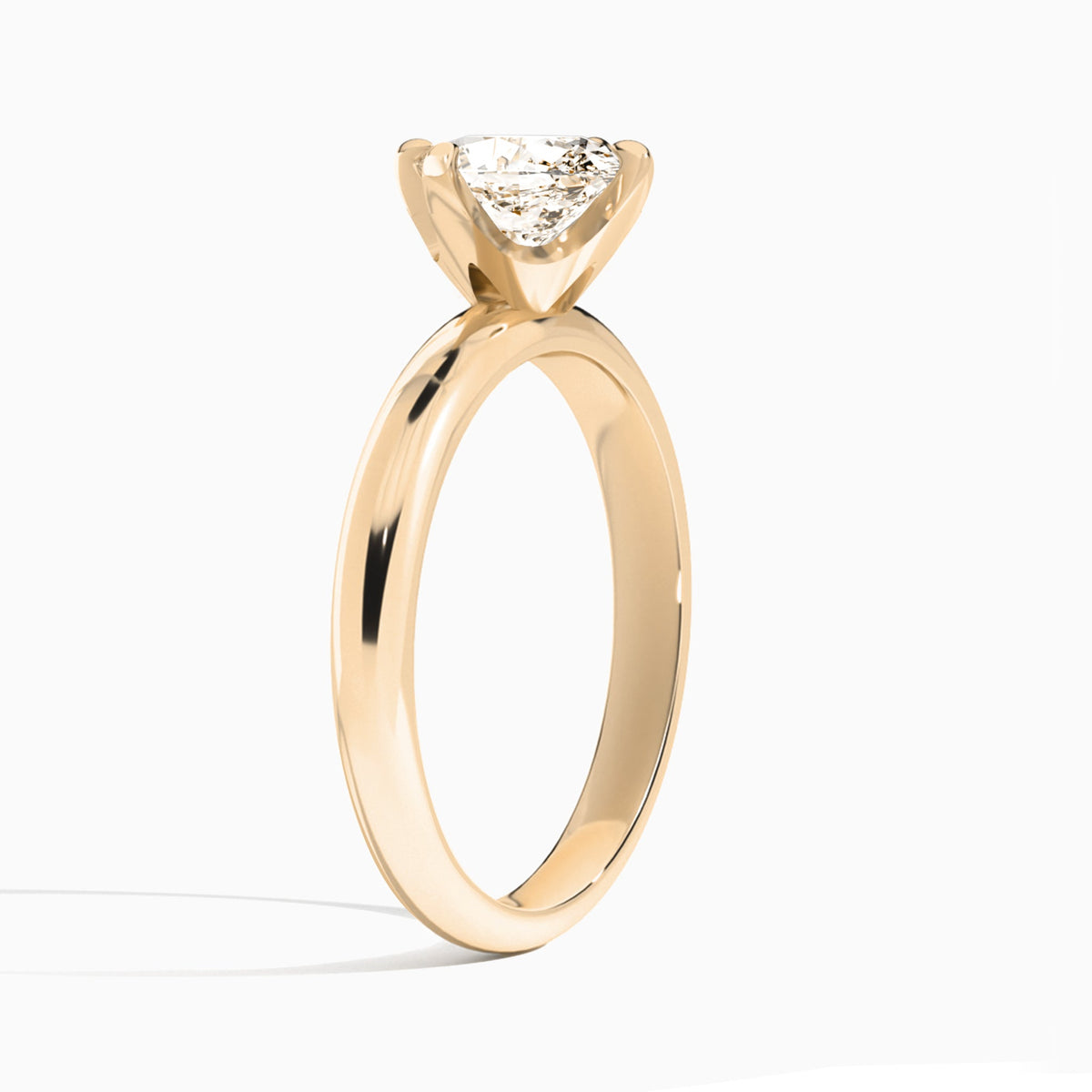 Oval Solitaire Lab Grown Diamond Engagement Ring In 14K Rose Gold, Angle View
