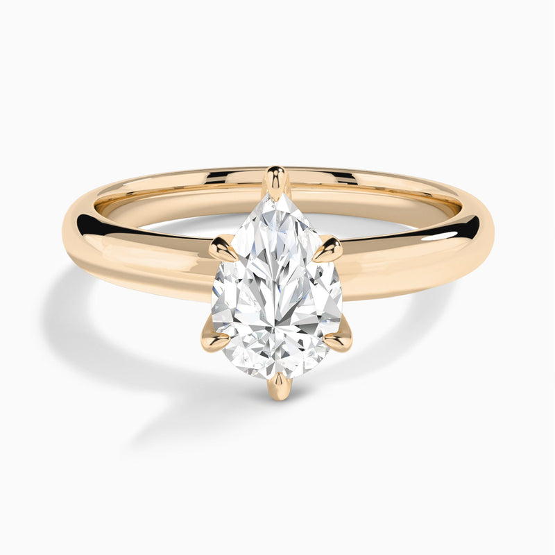 Pear Solitaire Lab Grown Diamond Engagement Ring In 14K Rose Gold - Lucenjuri